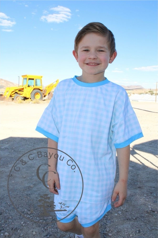 Blue Gingham Youth Lounge Set