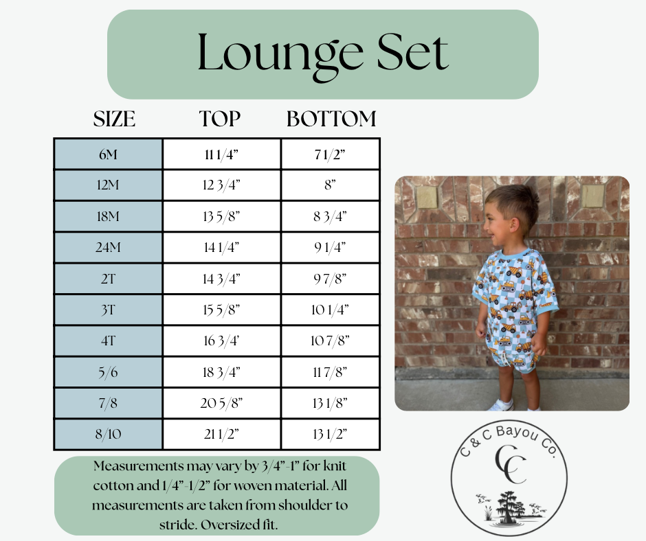 Lounge Set Size Chart