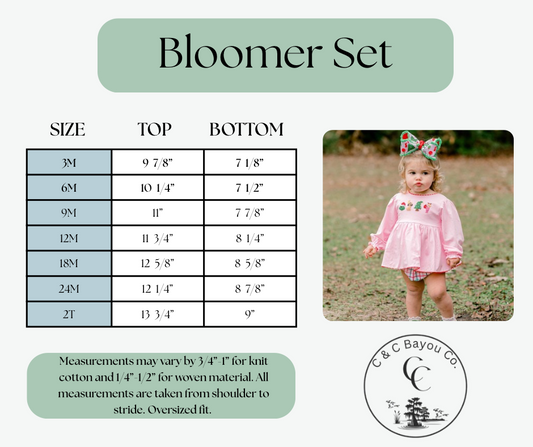 Bloomer Set Size Chart