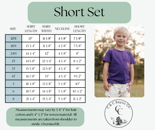 Short Set Size Chart