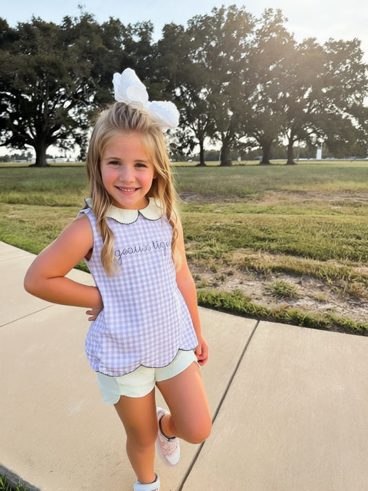 Callin’ Baton Rouge Girl Scalloped Short Set