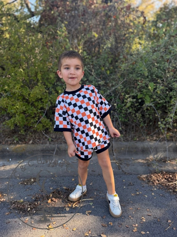 Halloween Checkered Youth Lounge Set